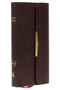 Compact NKJV/KJV Bonded Leather Checkbook Bible in Burgundy Wallet Style