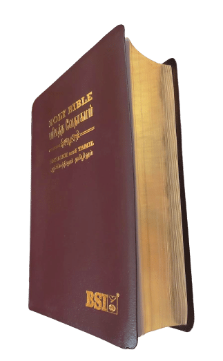 Tamil-English Parallel Bible, Large Font China Print Edition, Burgundy Leather Bound, BSI Publication (ISBN: 9789393511874)