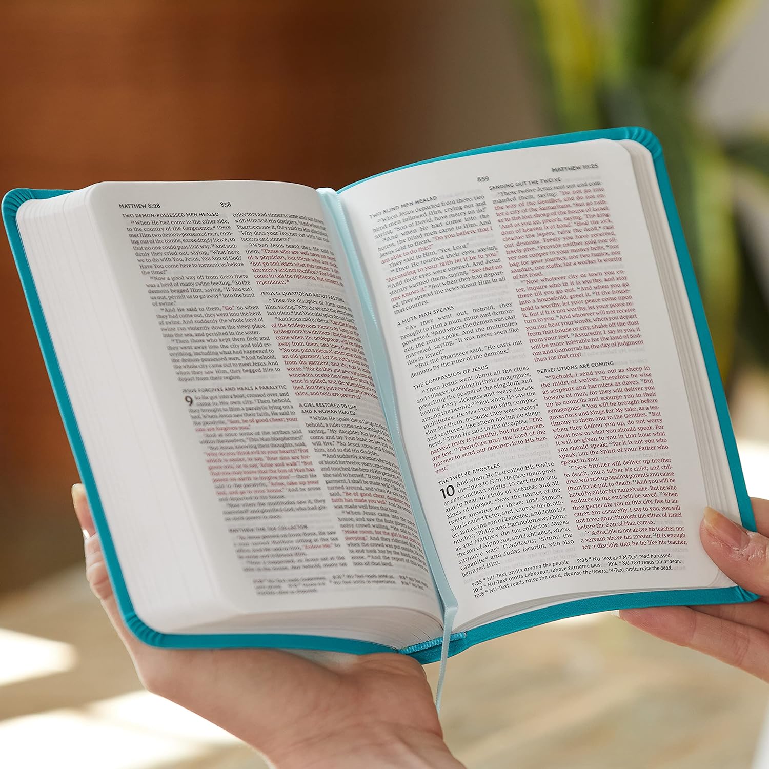 NKJV, Thinline Bible, Leathersoft, Brown, Red Letter, Comfort Print: Holy Bible, New King James Version Imitation Leather – Import