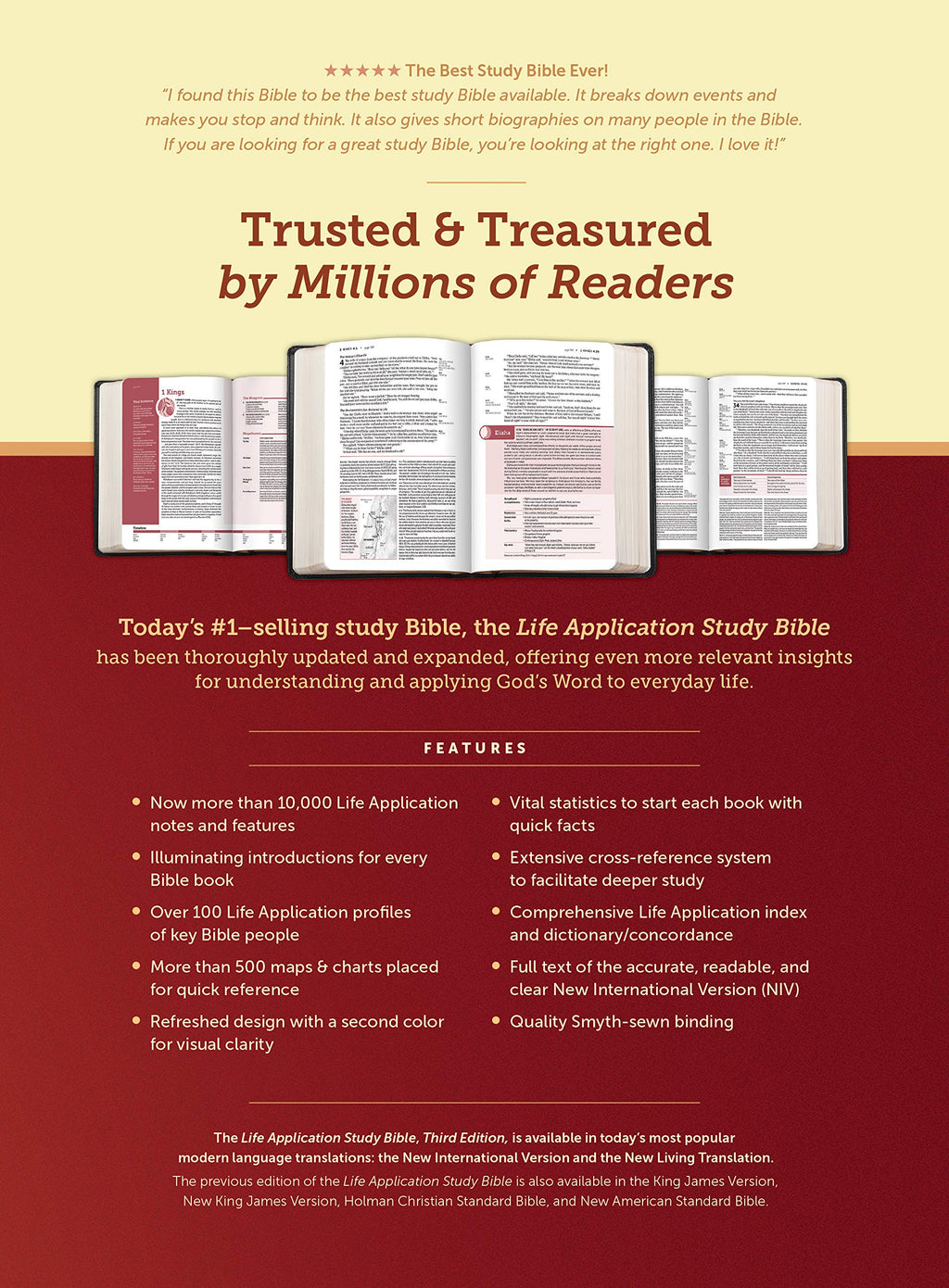 New International Version Bible with study notes and features, LeatherLike, Berry
