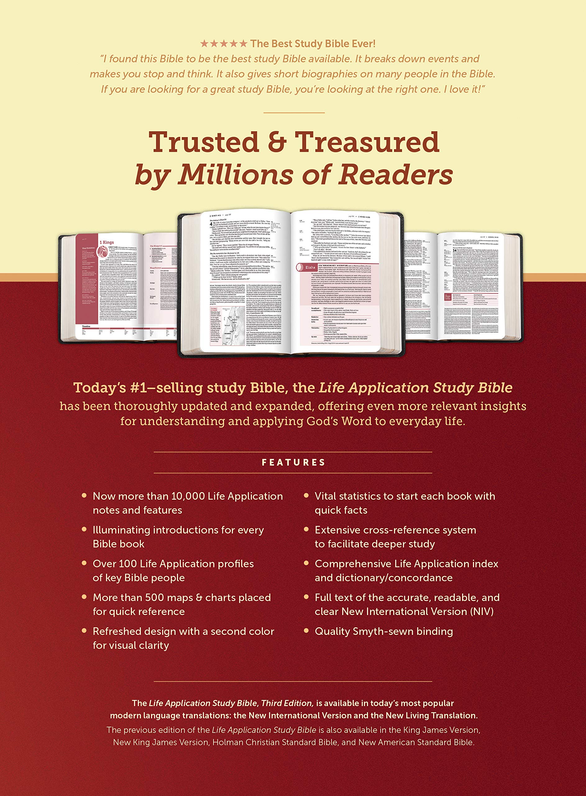 New International Version Bible with study notes and features, LeatherLike, Berry