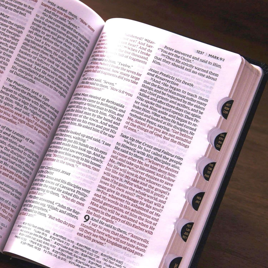 NKJV Personal Size Large Print Reference Bible with Thumb Index, Brown LeatherSoft