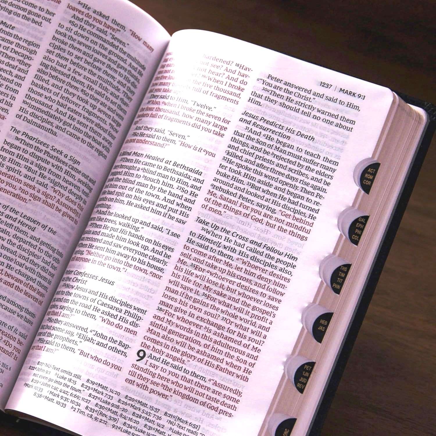 NKJV Personal Size Large Print Reference Bible with Thumb Index, Brown LeatherSoft