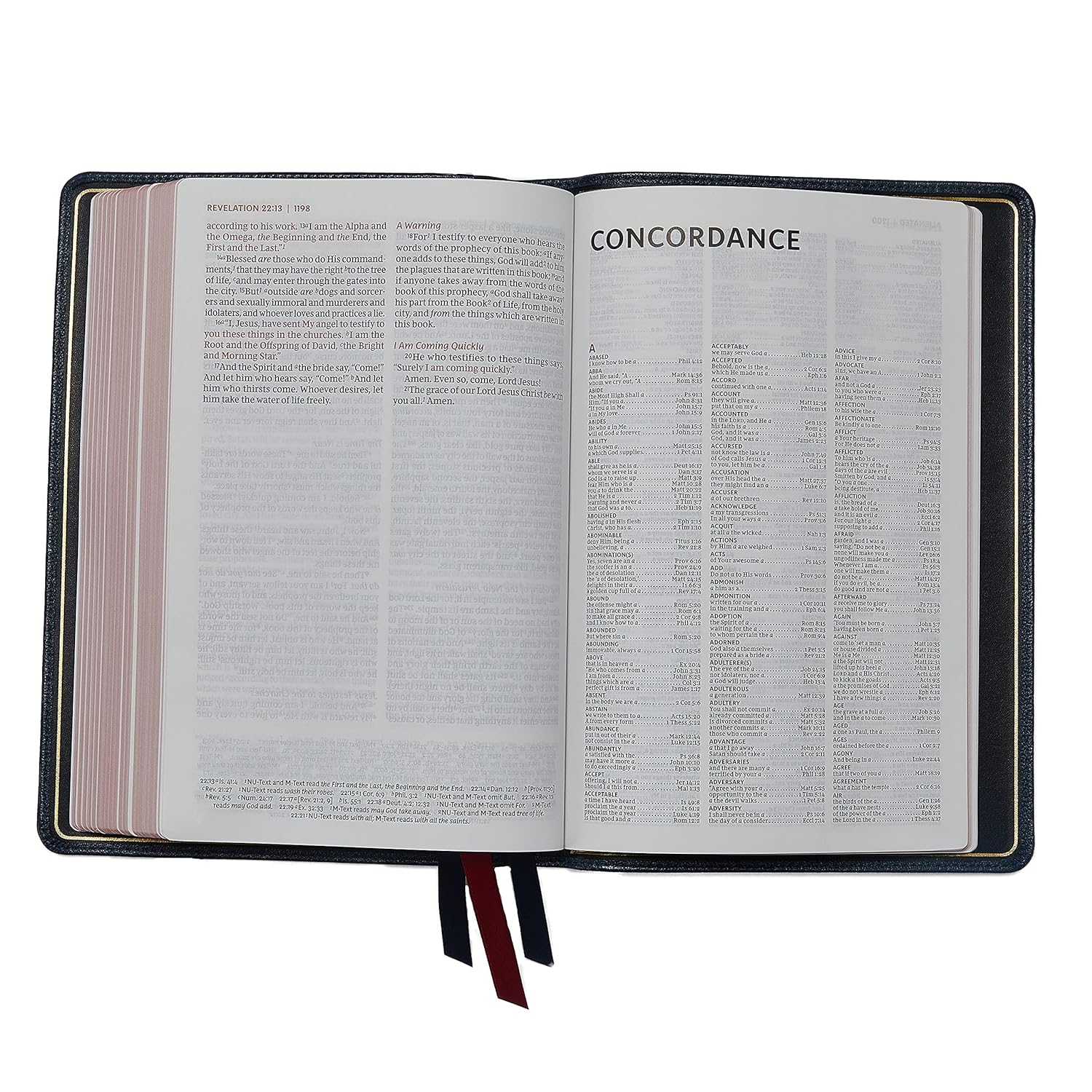 Front cover of NKJV Thinline Reference Bible with Red Letter and Leathersoft Black and Brown Imitation Leather
