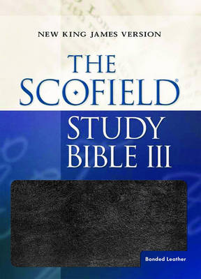 NKJV Scofield III Study Bible in black leather bound edition with annotations and study notes.