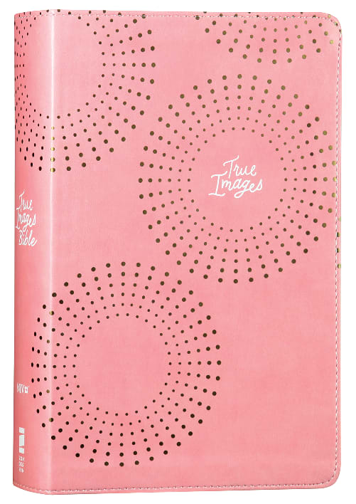 NIV True Images Bible for Teen Girls, a Christian faith guide with inspirational stories and Bible verses in pink black lette