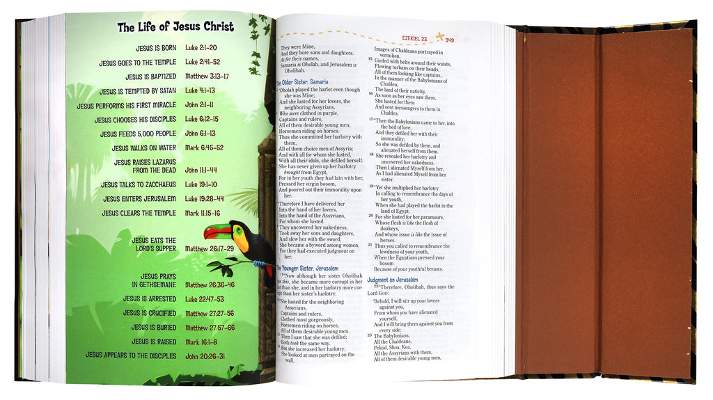 NKJV Adventure Bible with Tiger magnetic closure, a convenient and durable way to experience the Bible
