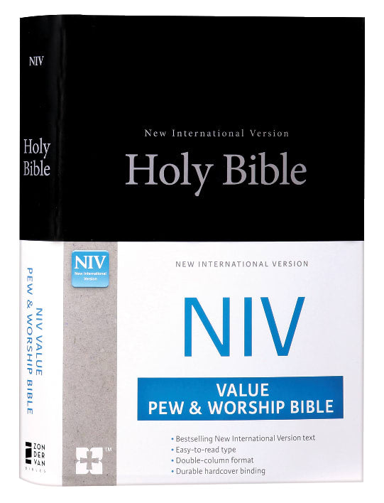 NIV Value Pew and Worship Bible in Black Letter Edition, Black Cover, for Worship and Study