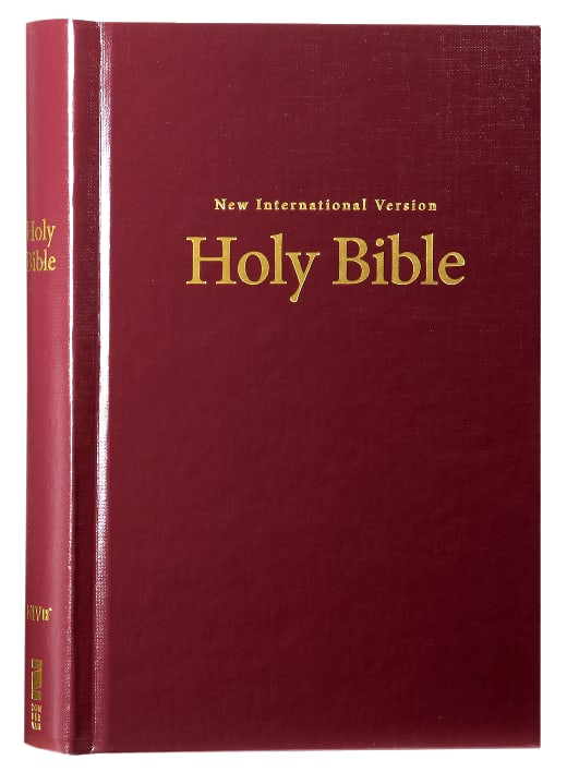 Black letter edition of the NIV Value Pew and Worship Bible with burgundy cover