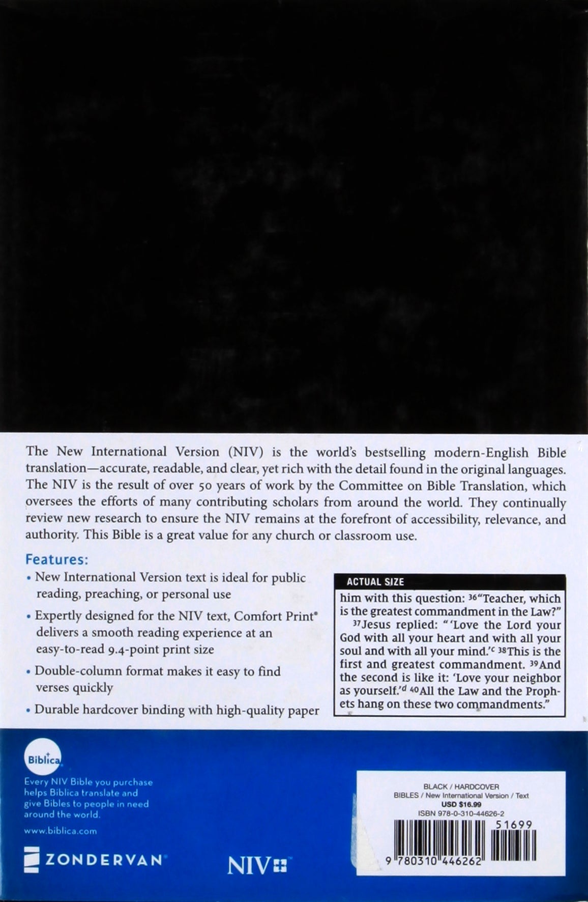 NIV Pew and Worship Bible Black (Black Letter Edition)