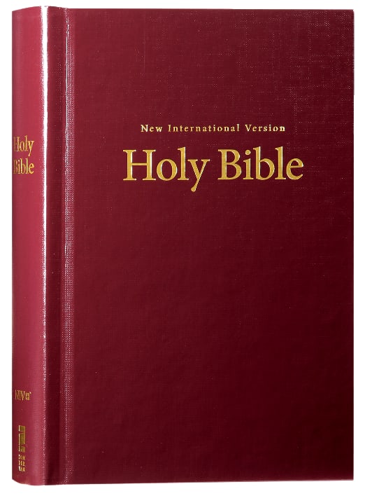 Large Print NIV Pew and Worship Bible, Black Letter Edition, on a table