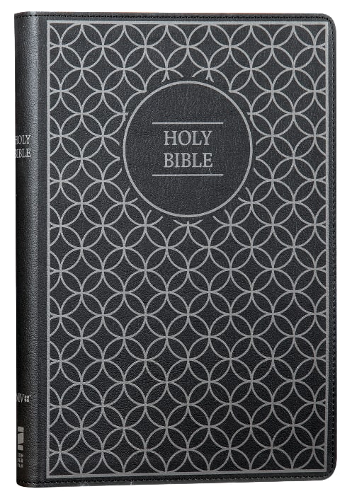 NIV Value Thinline Bible in Large Print with Gray and Black cover and Black Letter Edition