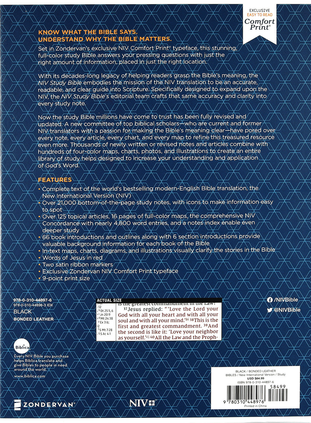 NIV Study Bible in Black Red Letter Edition, Fully Revised 2020.