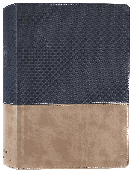 NIV Study Bible in Navy and Tan Red Letter Edition, fully revised