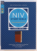 Large Print NIV Study Bible in Brown leather with Red Letter Edition