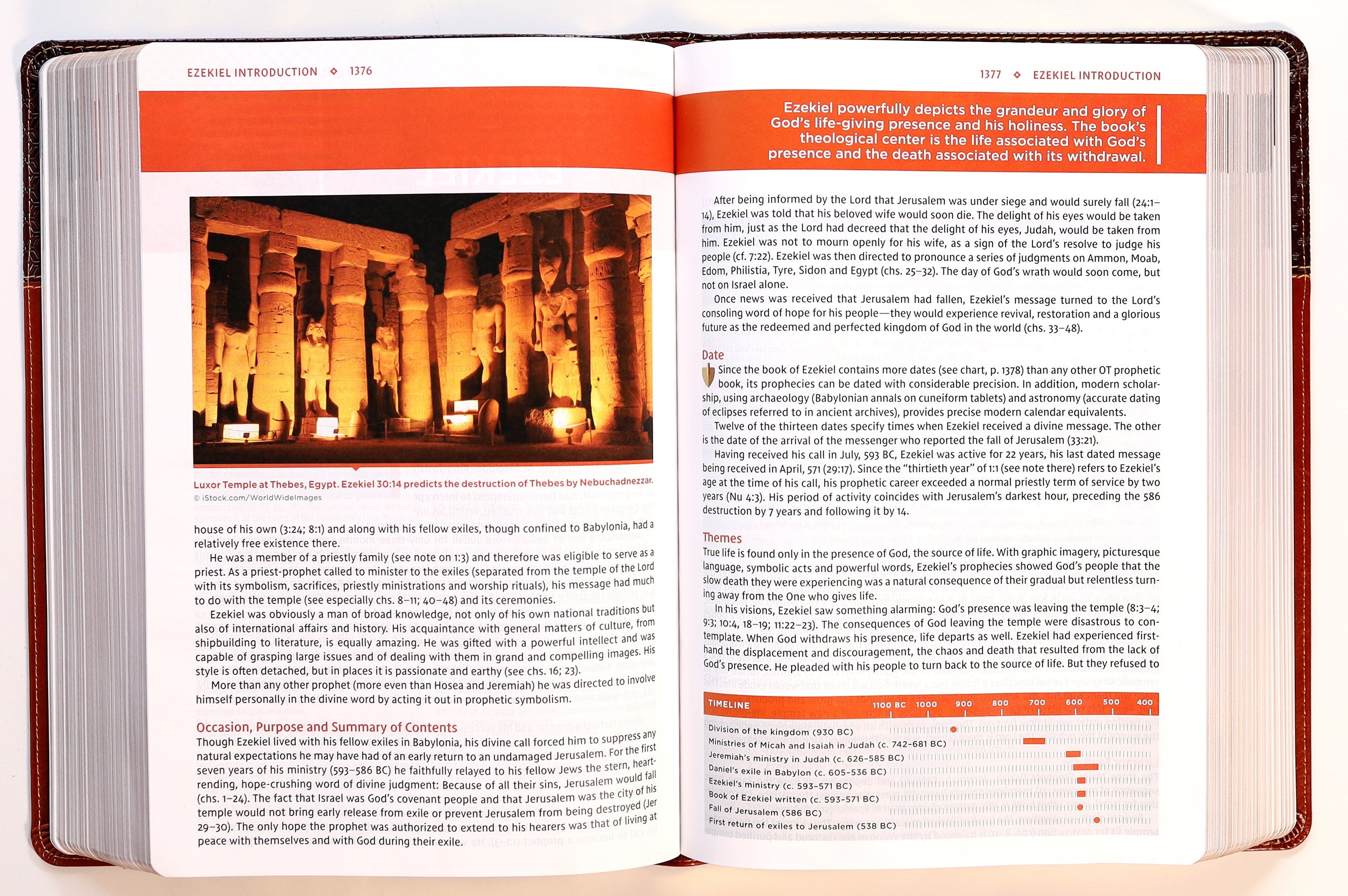 NIV Study Bible Large Print Brown Red Letter Edition open to scripture