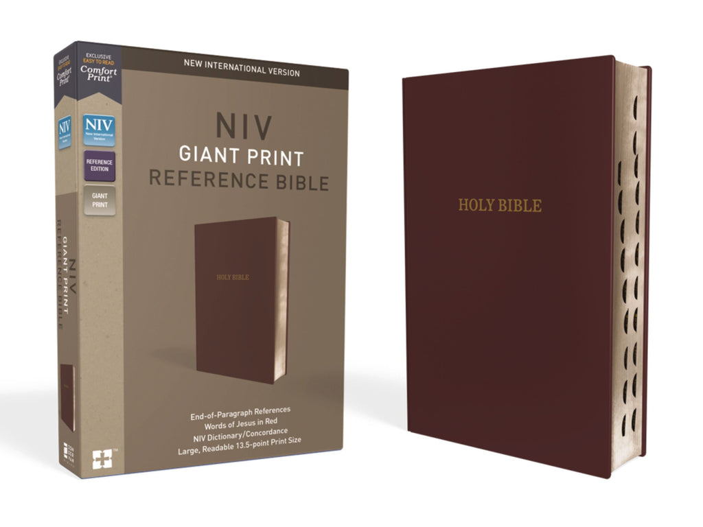NIV New International Version Reference Bible, Giant Print Indexed, Burgundy (Red Letter Edition)
