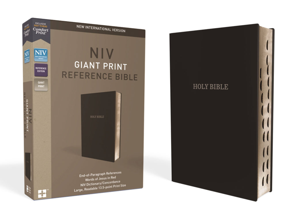 NIV Giant Print Indexed Reference Bible in Black with Red Letter Edition