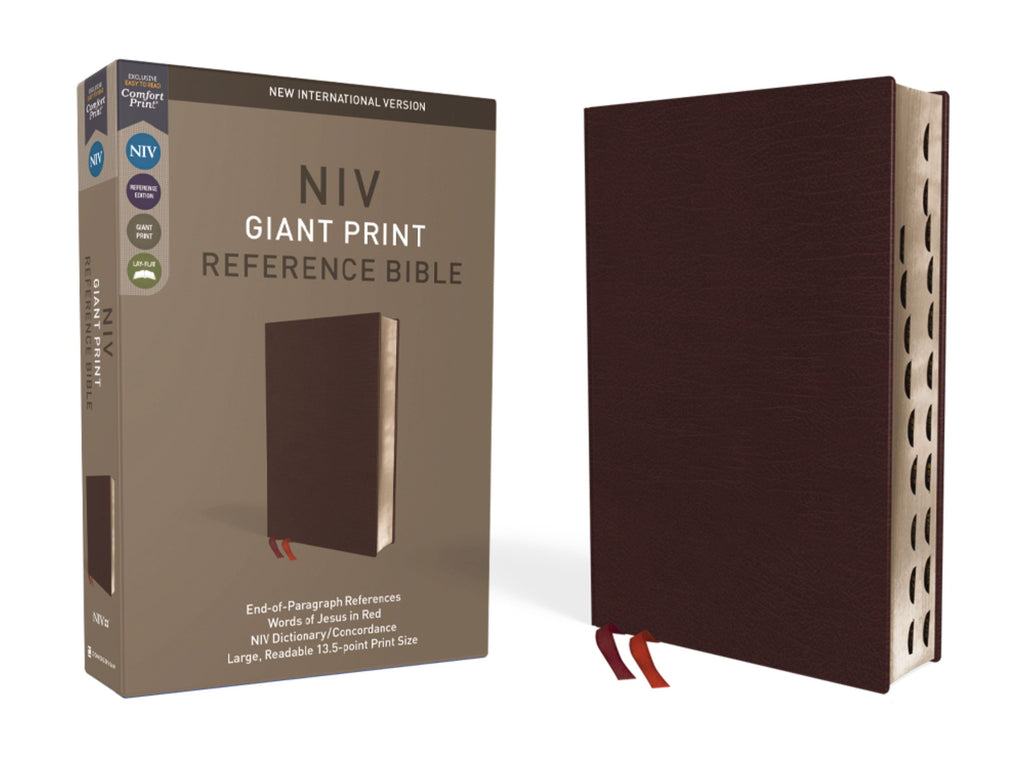 NIV Reference Bible, Giant Print, Red Letter, Indexed Edition, Burgundy