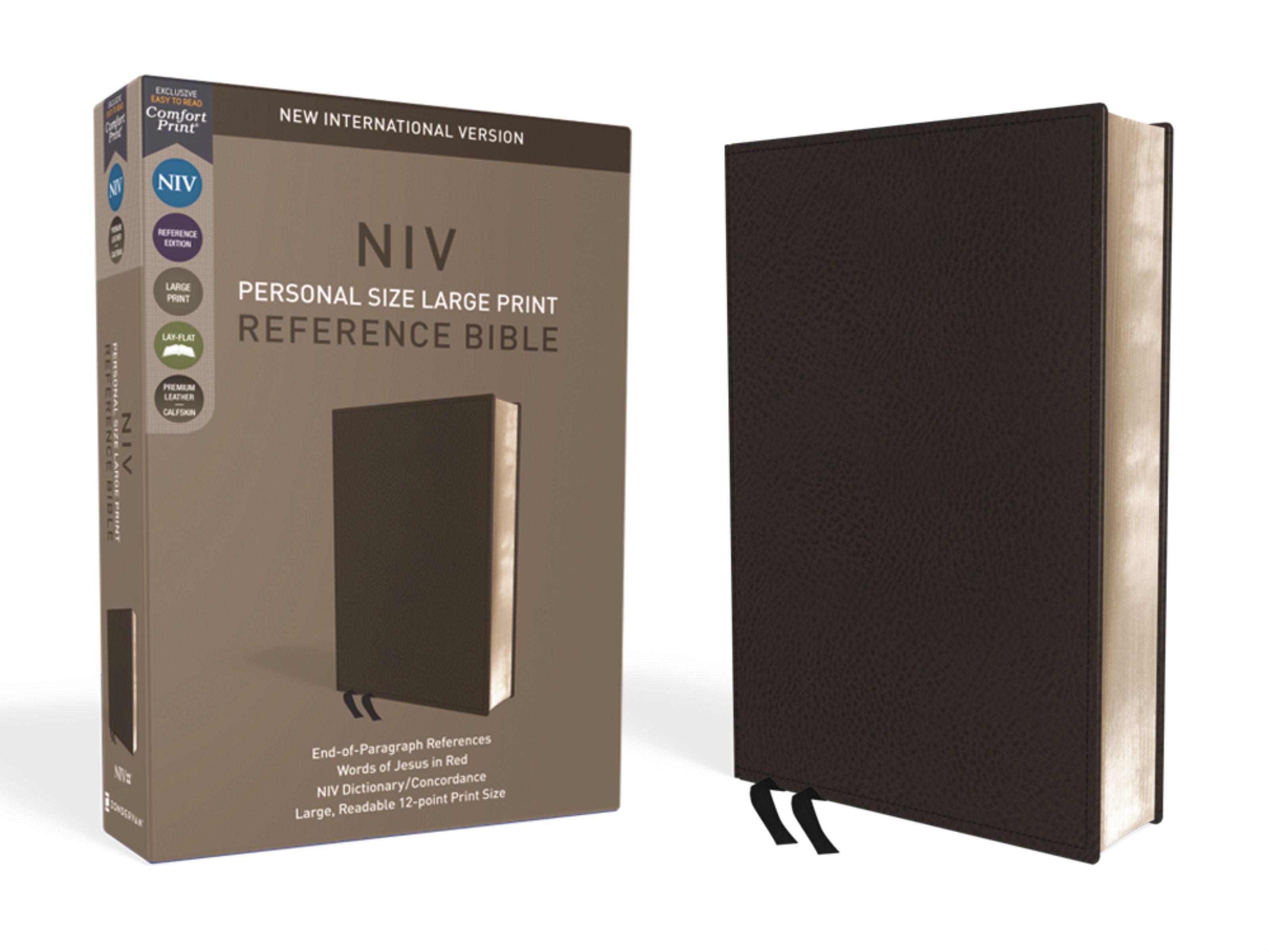 NIV Personal Size Reference Bible Large Print Black in Red Letter Edition