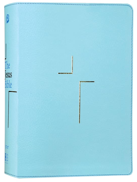 The NIV Jesus Bible in Robin's Egg Blue comfort print with black letter tone