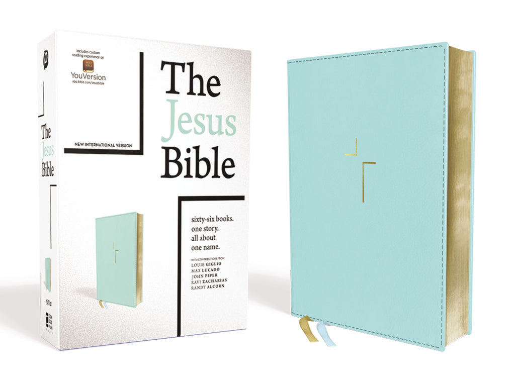 The NIV Jesus Bible in Robin's Egg Blue comfort print with black letter edition