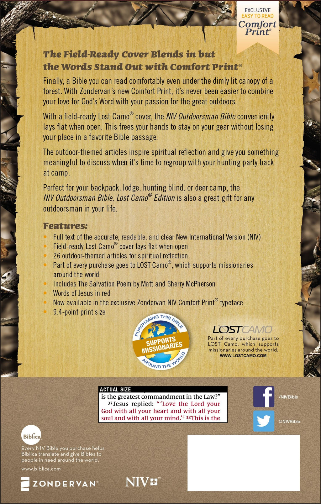 NIV Outdoorsman Bible Lost Camo Edition (Red Letter Edition)