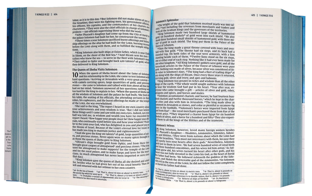 Interior pages of blue NIV Artisan Collection Bible