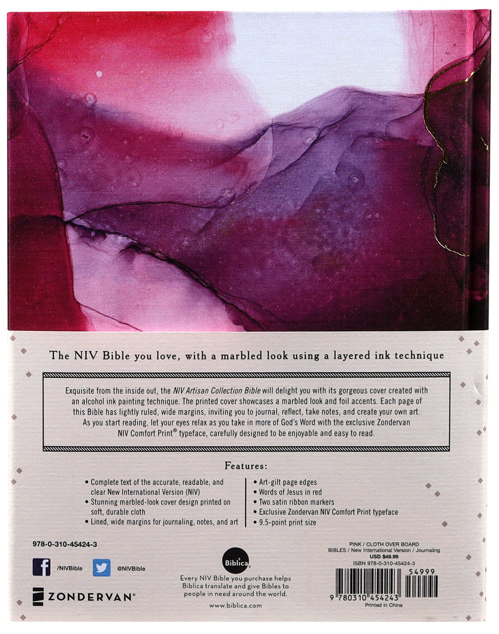 NIV Artisan Collection Bible Pink Red Letter Edition