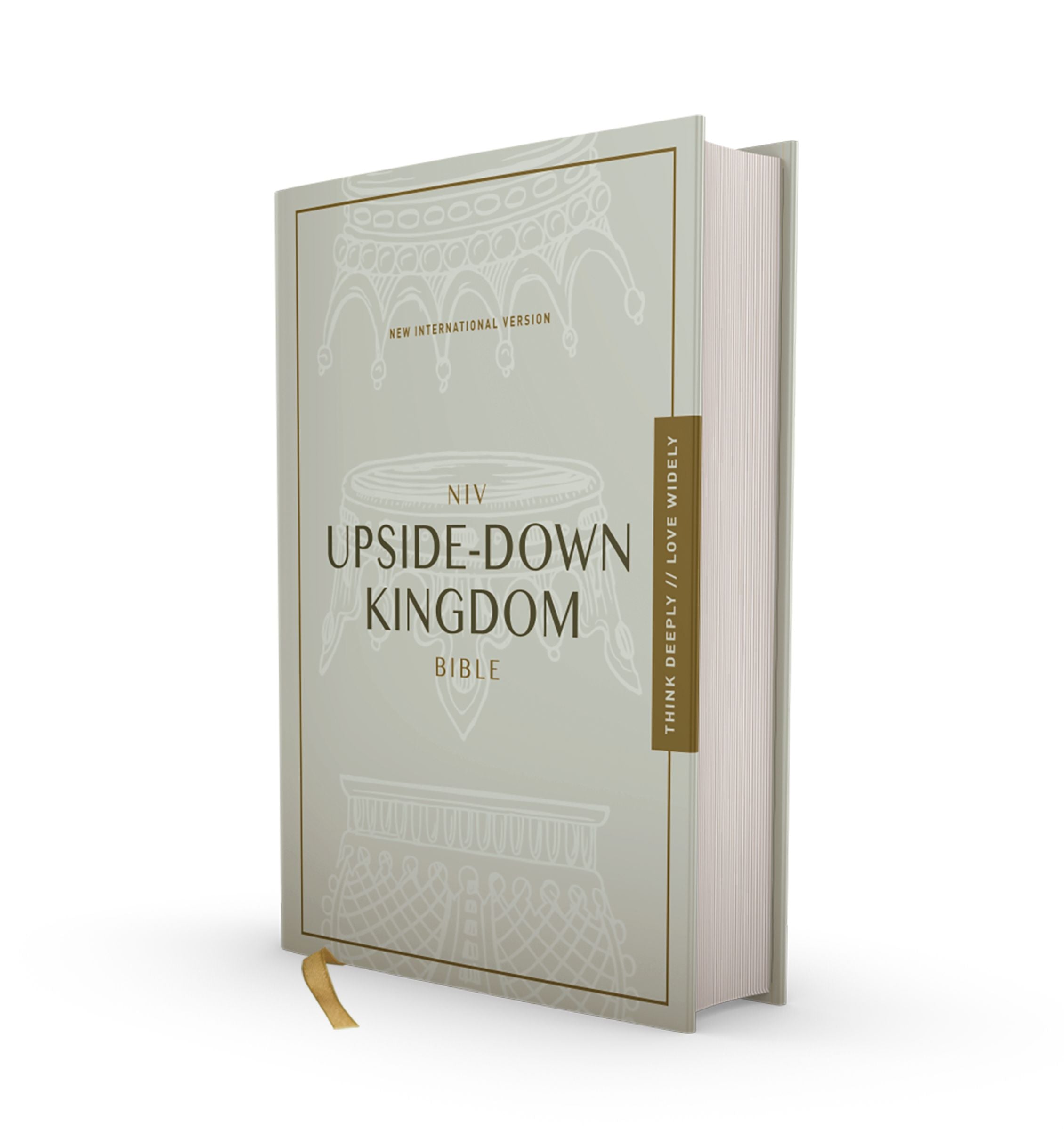 NIV Upside-Down Kingdom Bible in Gray leather book
