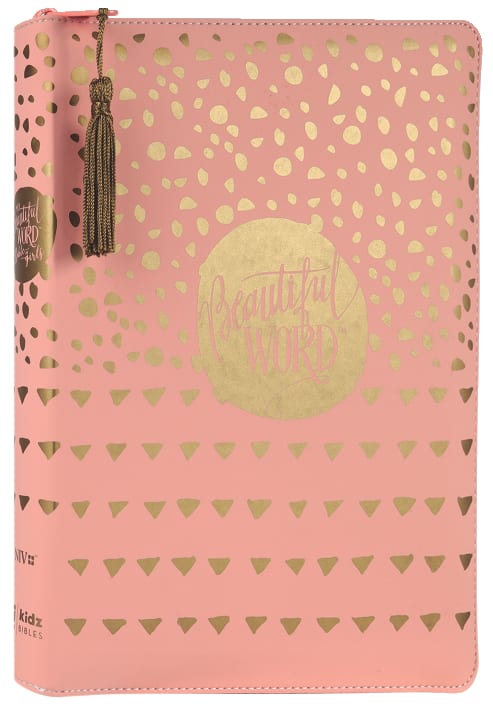 Beautiful Word Bible for Girls in pink zippered case with red letter edition, perfect for young women and girls.