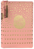 Beautiful Word Bible for Girls in pink zippered case with red letter edition, perfect for young women and girls.