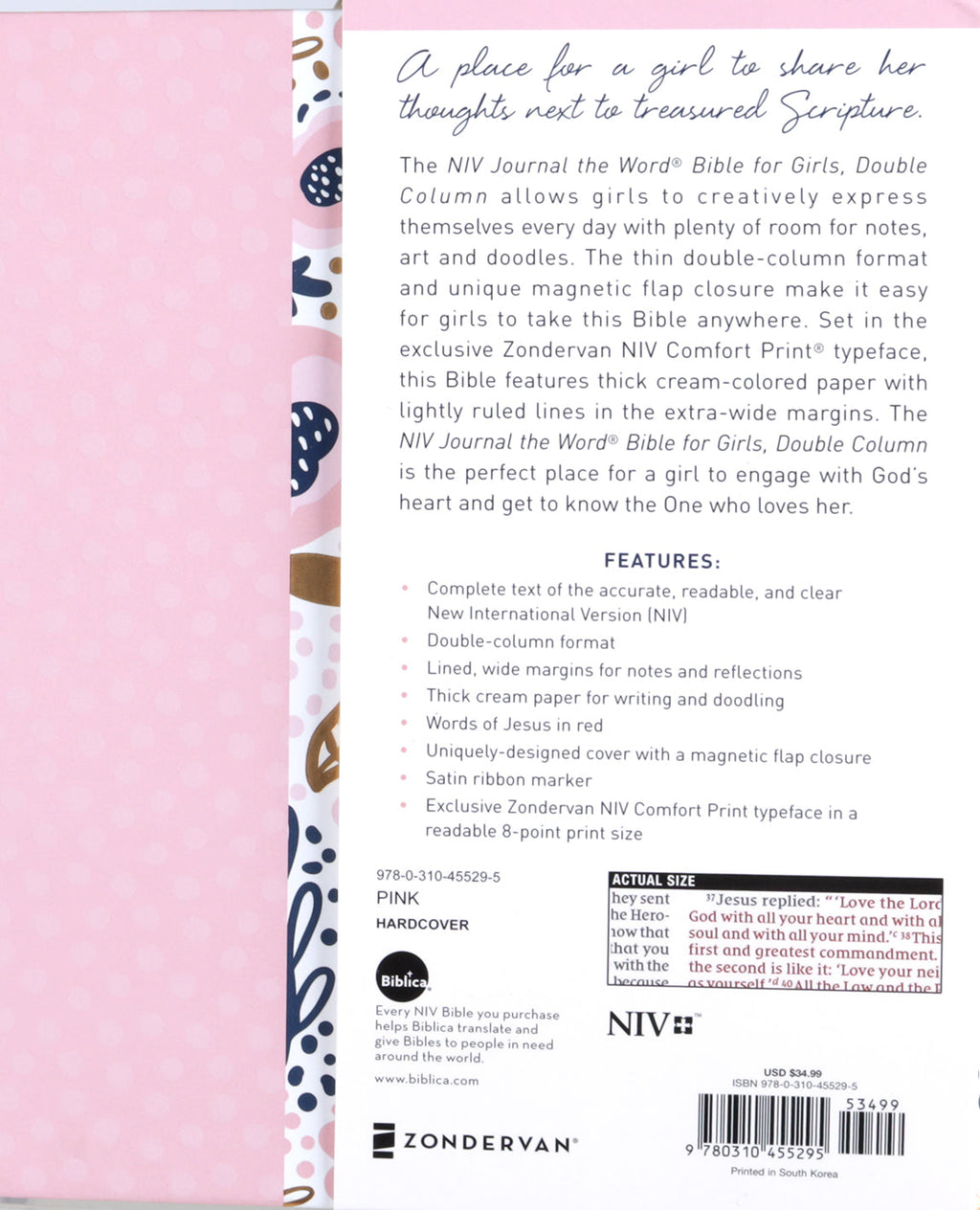 Close-up of NIV Adventure Bible for Girls, featuring Bible study resources for young women.
