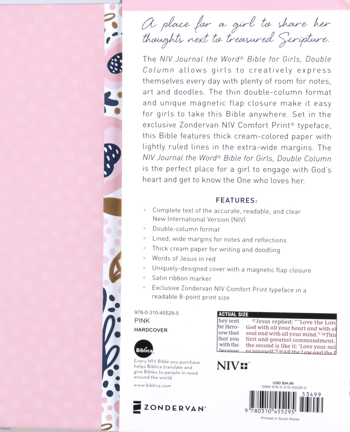 Close-up of NIV Adventure Bible for Girls, featuring Bible study resources for young women.