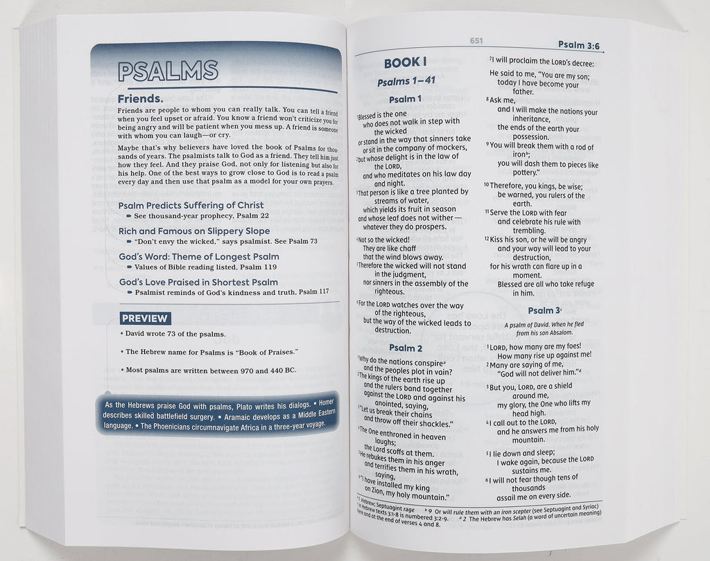 NIV Teen Study Bible cover, with title and Comfort Print font in the background