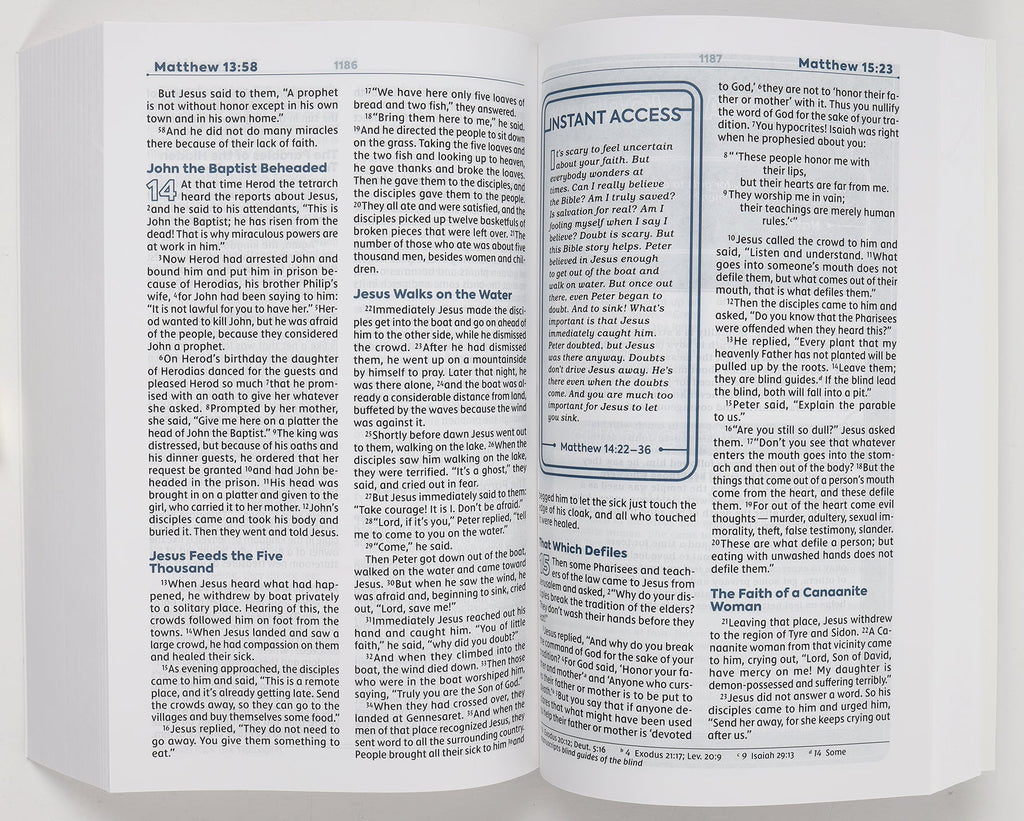 Teens reading and studying from NIV Teen Study Bible with Comfort Print edition