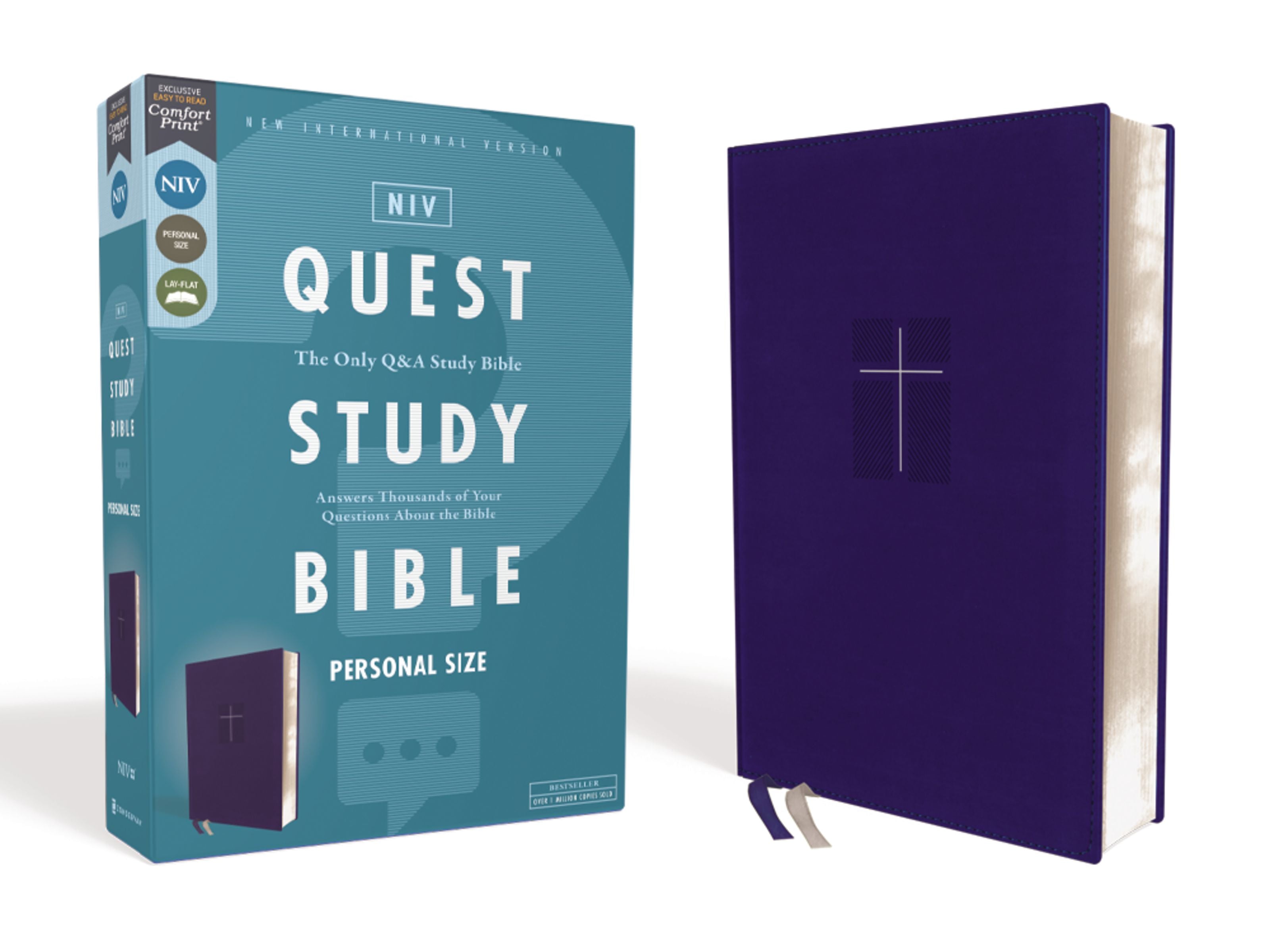 NIV Quest Study Bible Personal Blue Leather Bound Bible