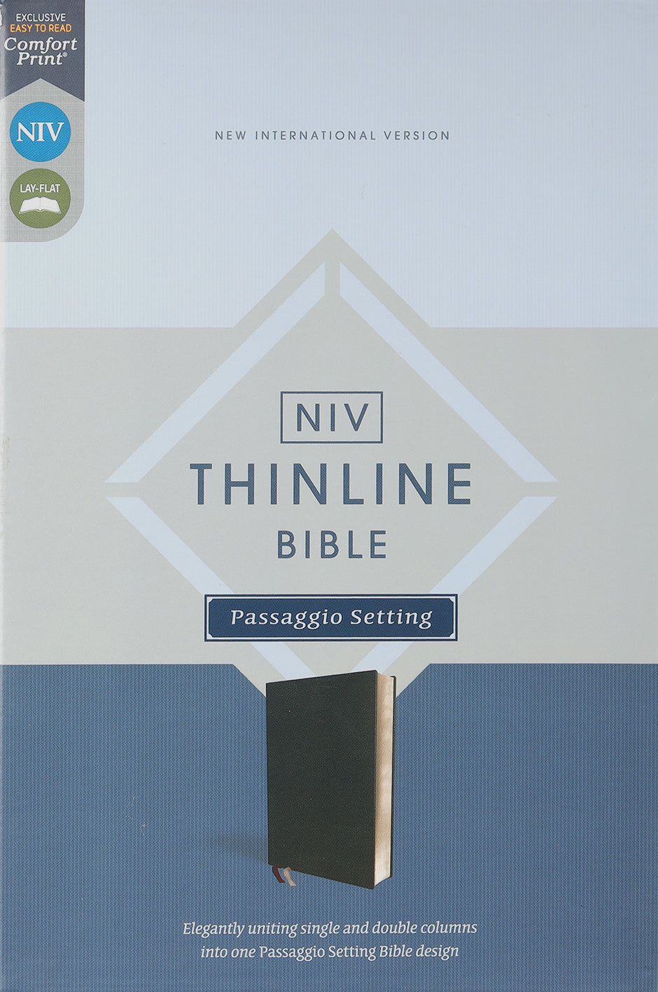 NIV Thinline Bible open to a page with red letter text and black Passaggio setting