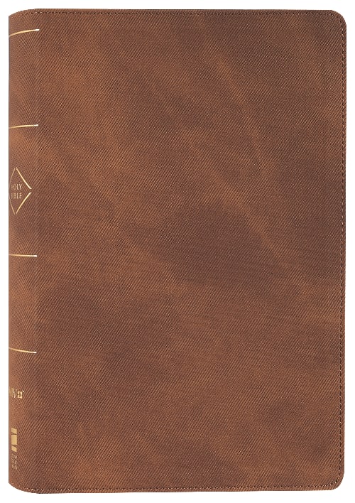 High-quality image of the NIV Thinline Bible in Passaggio setting with brown finish and red letter edition