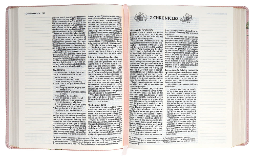 NIV Artisan Collection Bible's open pages with journaling space and red letter edition