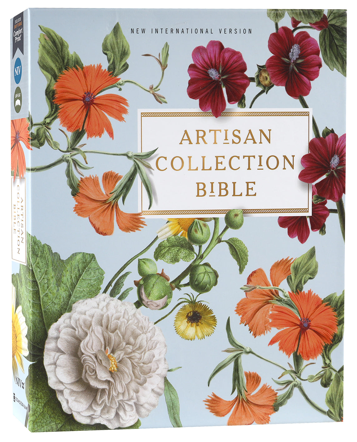 NIV Artisan Collection Devotional Journaling Bible Blue Floral Red Letter