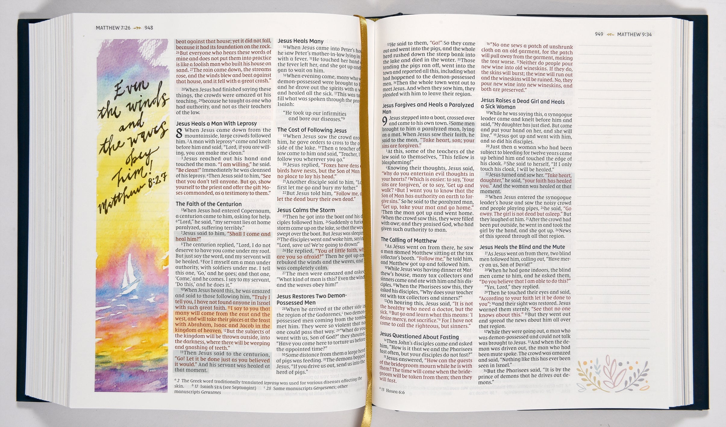 NIV Radiant Virtues Bible on a bookshelf or stand with other books and decorative items