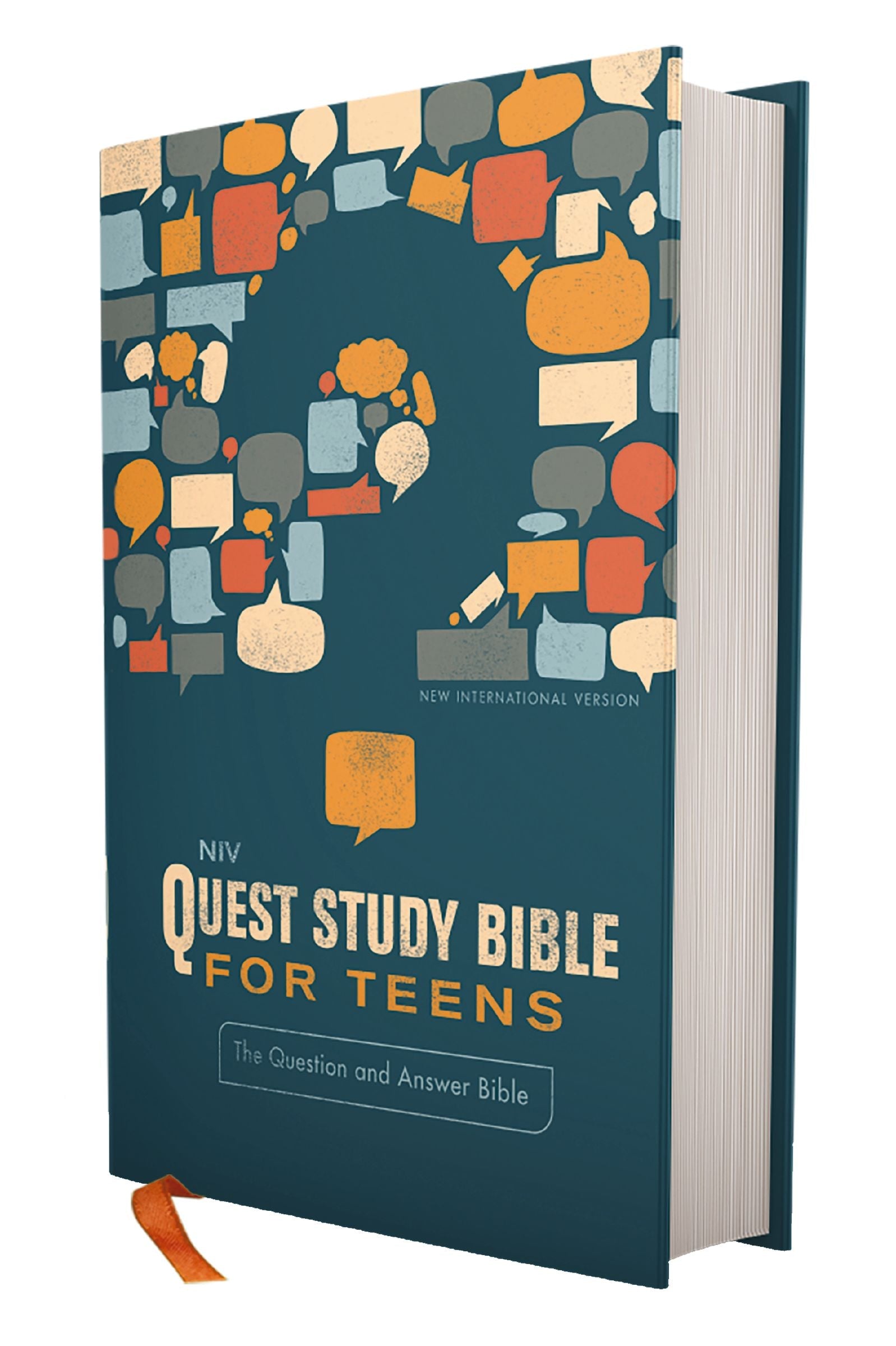 NIV Quest Study Bible for Teens Navy Blue Edition open to a Bible study page