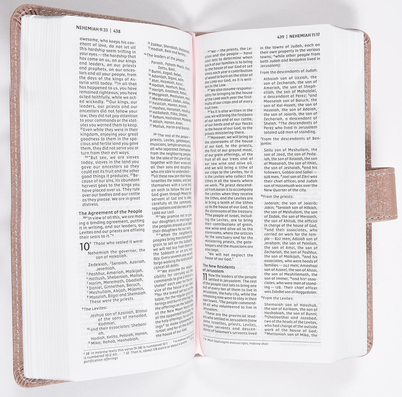 Red letter edition of NIV Pocket Thinline Bible with pink snap closure, soft cover