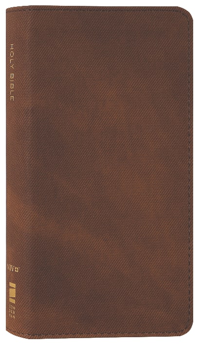 Compact NIV Bible with red letter edition and brown leather cover
