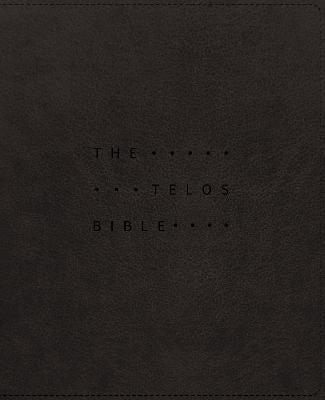 Close-up of charcoal NIV Telos Bible with New International Version translation