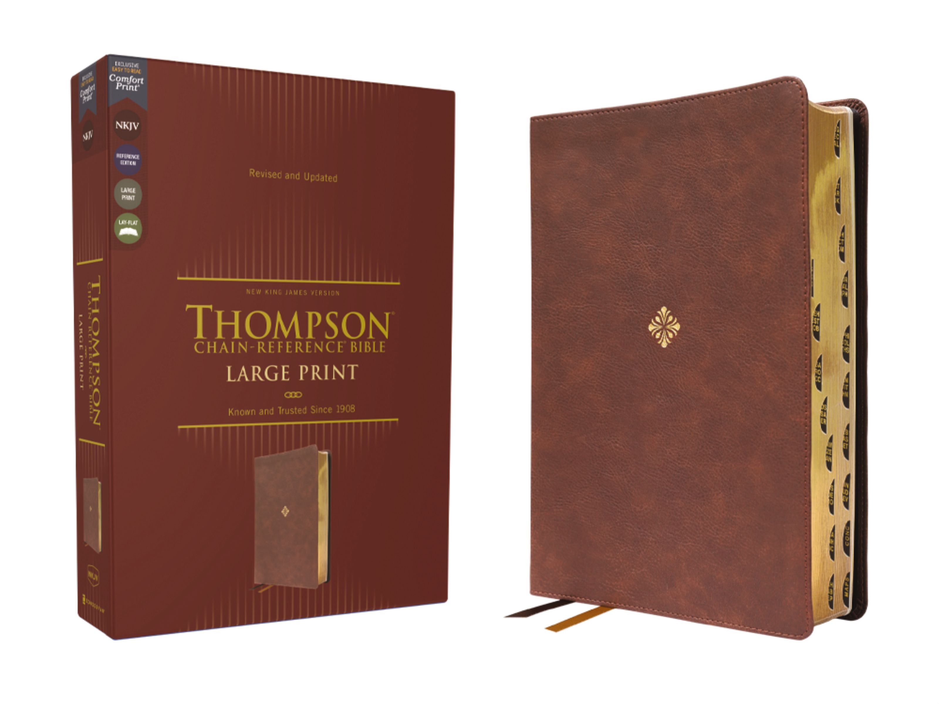 NKJV Thompson Chain-Reference Bible with Large Print and Brown Thumb Indexed Reference System in Red Letter Edition