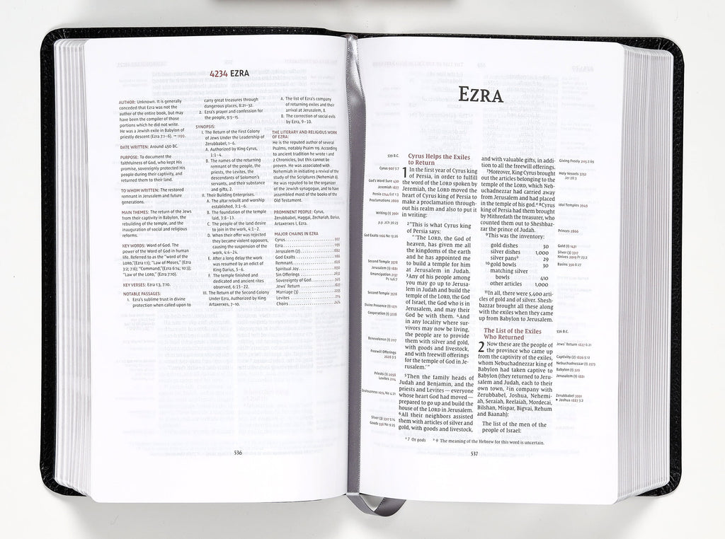 Detail of NIV Thomson Chain-Reference Bible pages in handy size black with red letter edition
