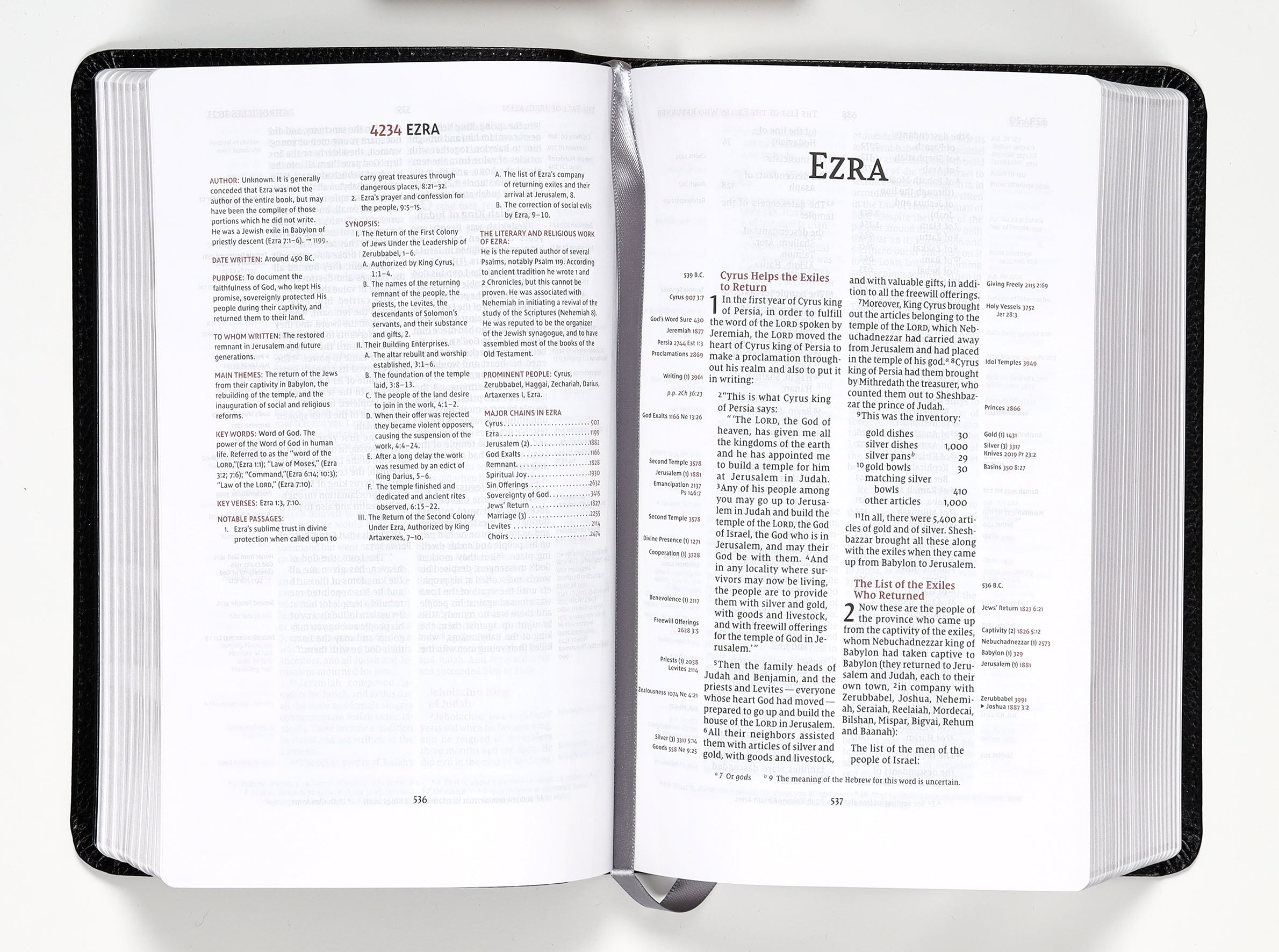Detail of NIV Thomson Chain-Reference Bible pages in handy size black with red letter edition