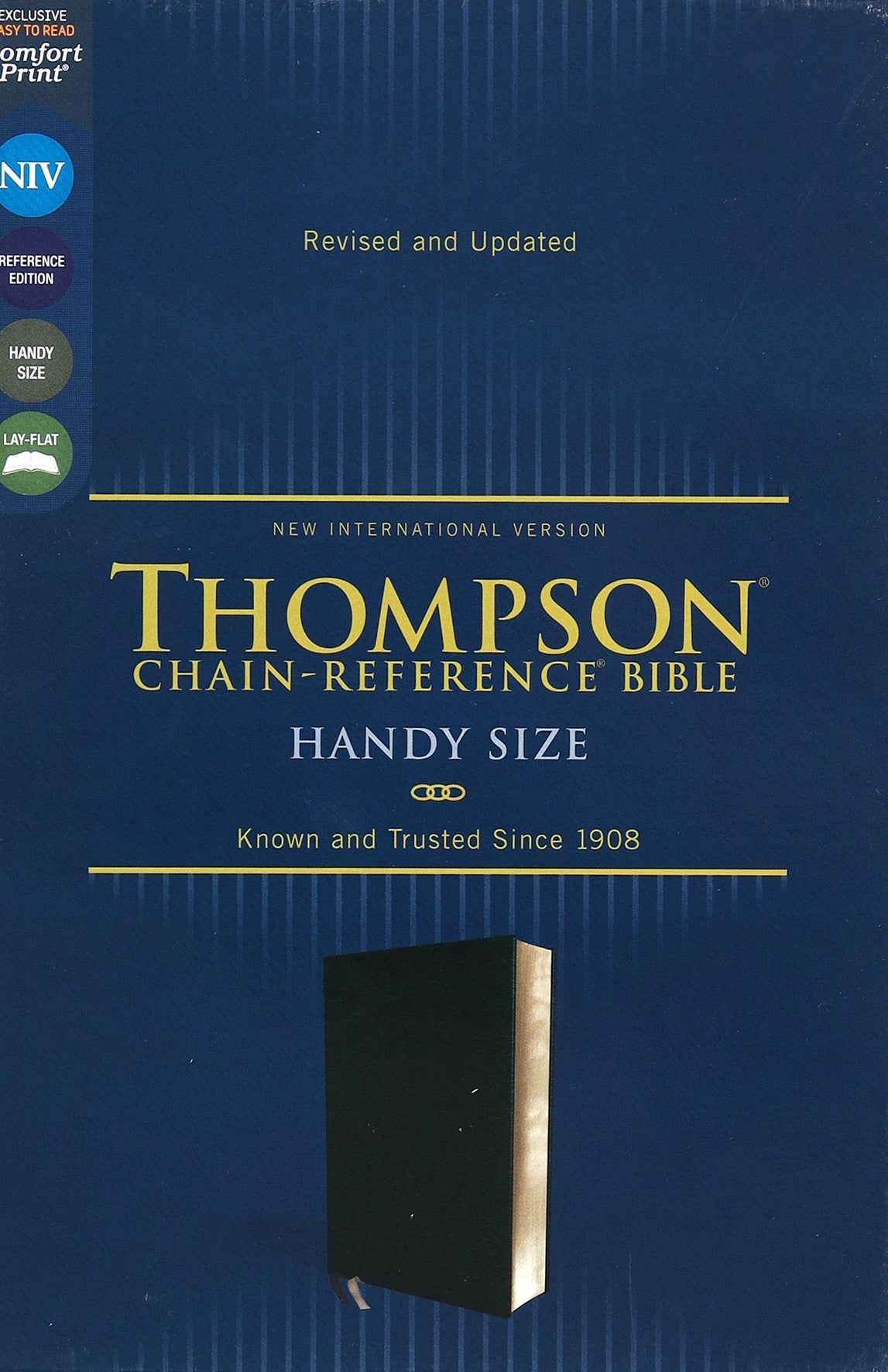 Back cover of NIV Thomson Chain-Reference Bible in handy size black with red letter edition